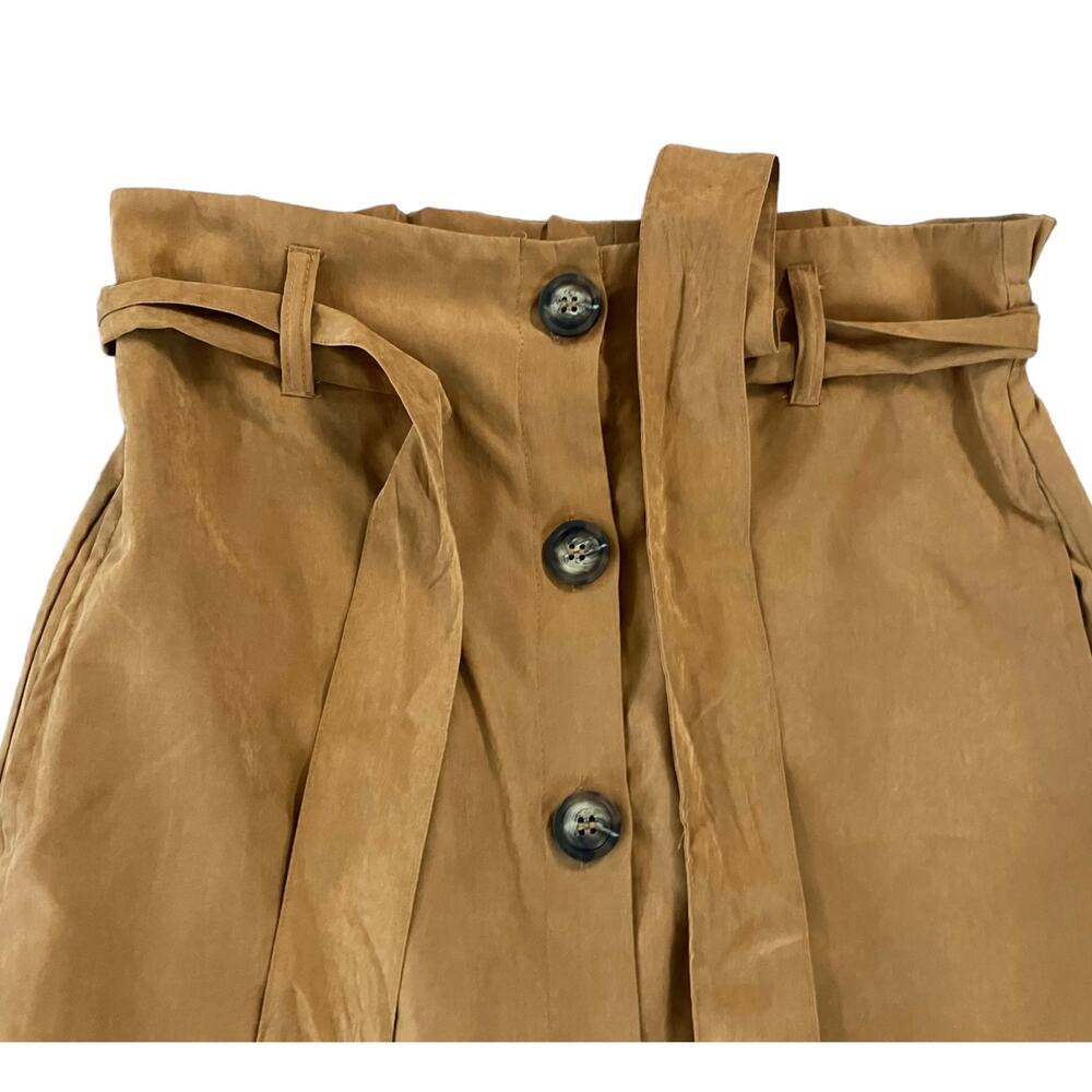 Mi Ami Women's Brown High Waisted Belted Button-Front Mini Skirt | Size M - Picture 5 of 10